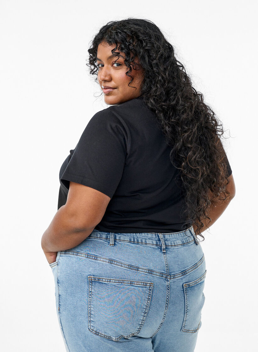 T-shirt med dekorativa detaljer, Svart, Model image number 2