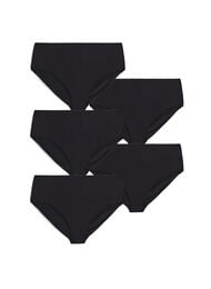 5-pack bomullstrosor med normal midja, Svart