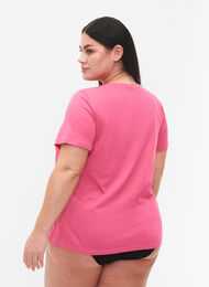 T-shirt i bomull med tryck och korta ärmar, Hot Pink Create, Model