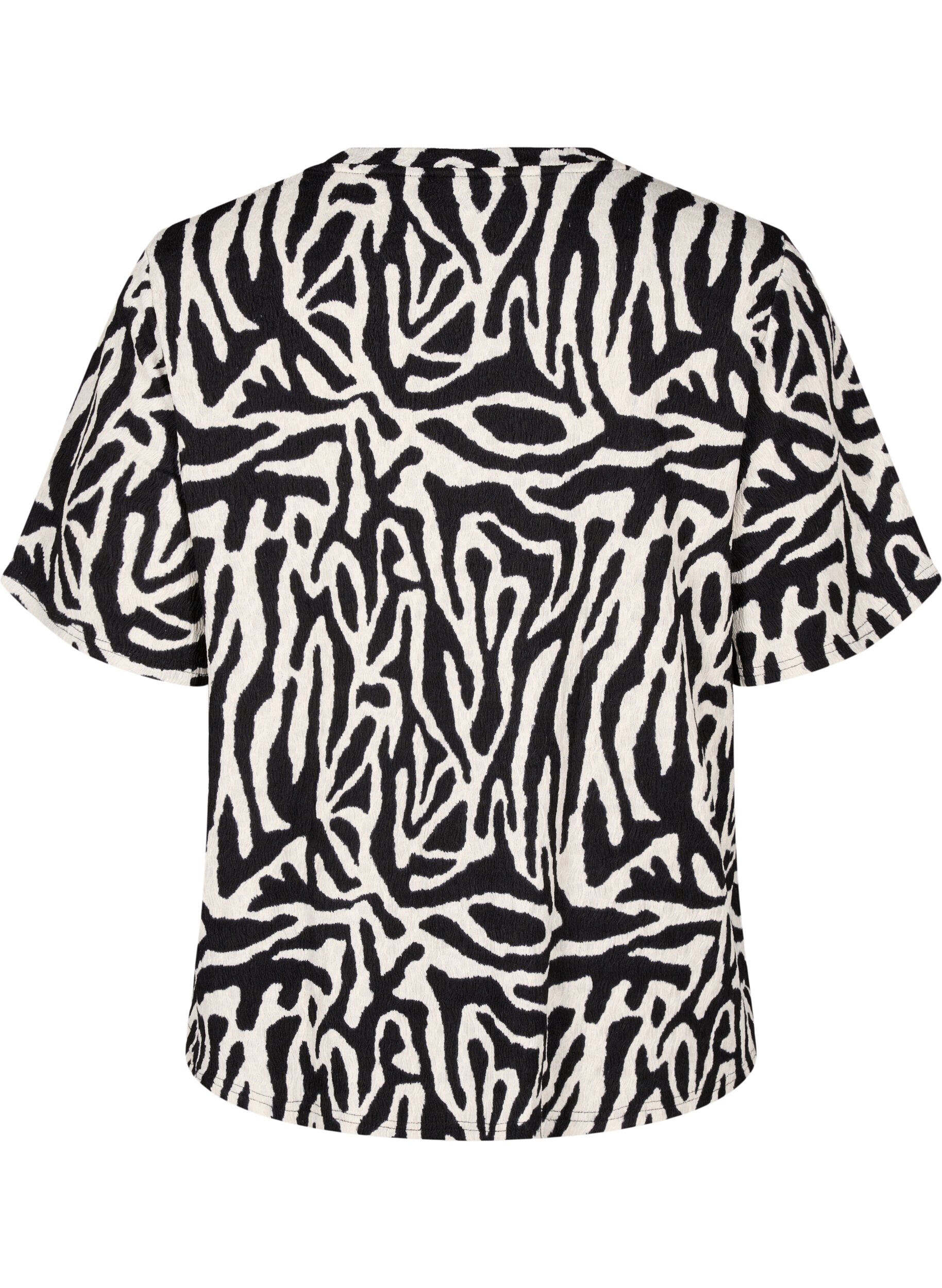ZizziKort&auml;rmad blus med m&ouml;nster, Svart, Packshot image number 1