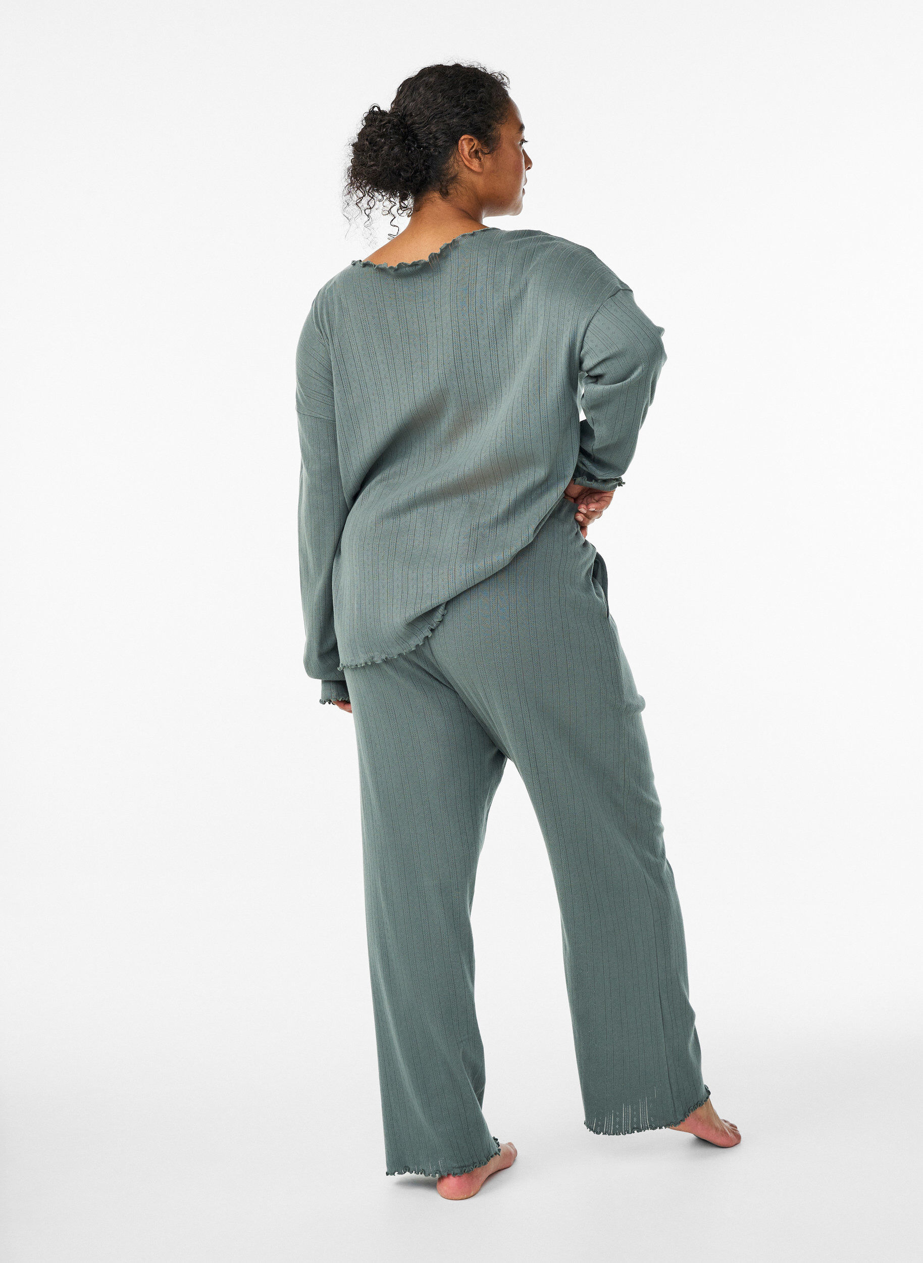 Zizzi Nattbyxor i bomull, Gr&ouml;n, Model image number 1