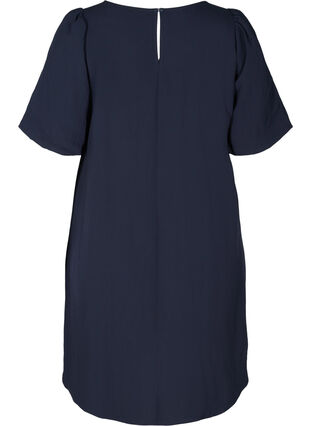 A-linjeformad viskosklänning med korta ärmar, Night Sky, Packshot image number 1