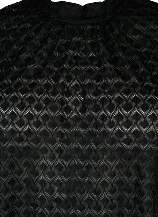 Långärmad blus med mönstrad struktur, Black, Packshot image number 2