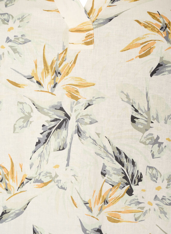 Midikl&auml;nning i linne och viskos med halvl&aring;nga &auml;rmar, Vit, Packshot image number 2