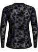 Blus i mesh med blommigt m&ouml;nster, Svart, Packshot image number 1