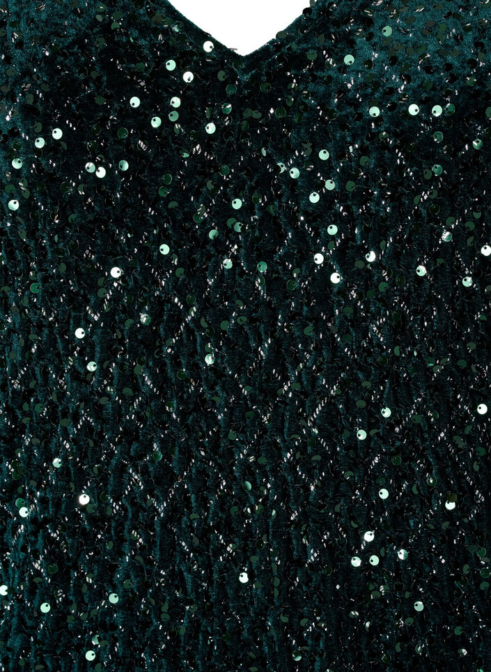 Paljettklänning med v-ringning och rutmönster, Rain Forest Sequins, Packshot image number 2