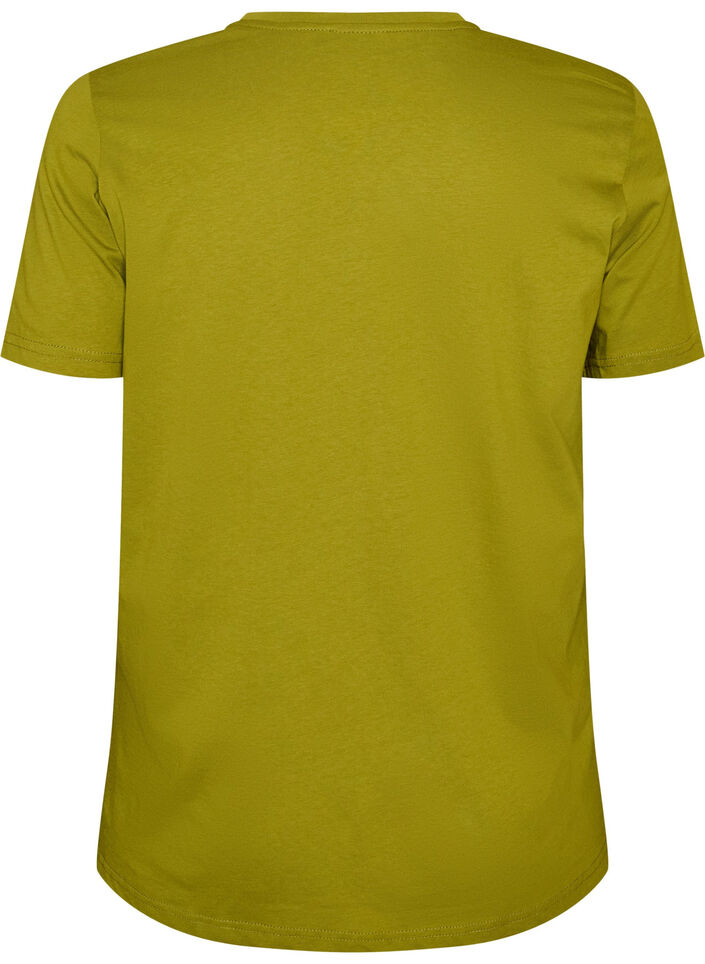T-shirt i bomull med textm&auml;rke, Gr&ouml;n, Packshot image number 1