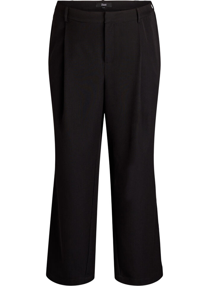 Kostymbyxor med hög midja och raka ben, Svart, Packshot image number 0