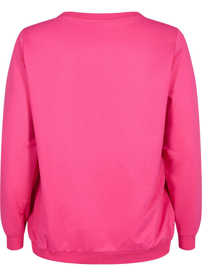 Sweatshirt med text, Fuchsia P. W. Reset, Packshot image number 1