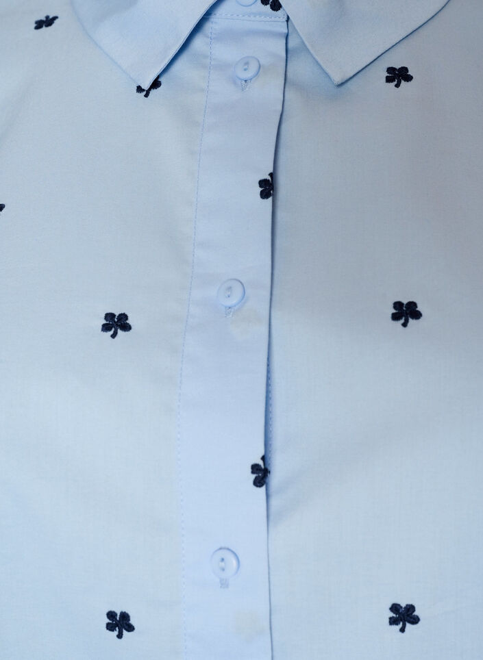 Skjorta med broderade blommor, Bl&aring;, Packshot image number 2