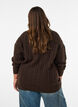 Stickad blus med fl&auml;tstickning och v-ringning, Brun, Model image number 2