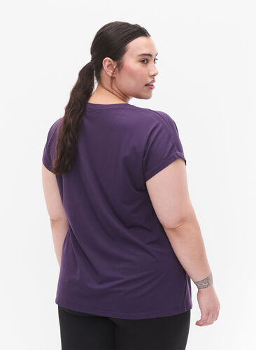 Kortärmad t-shirt för träning, Purple Plumeria, Model image number 1
