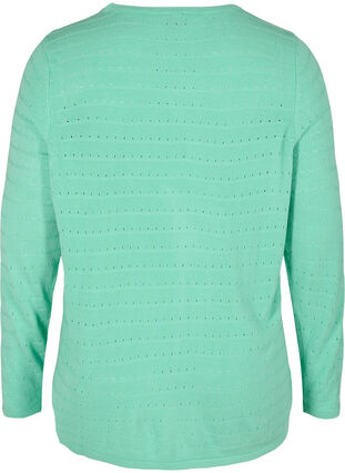 Stickad tröja med strukturerat mönster och rund hals, Dusty Jade Green, Packshot image number 1