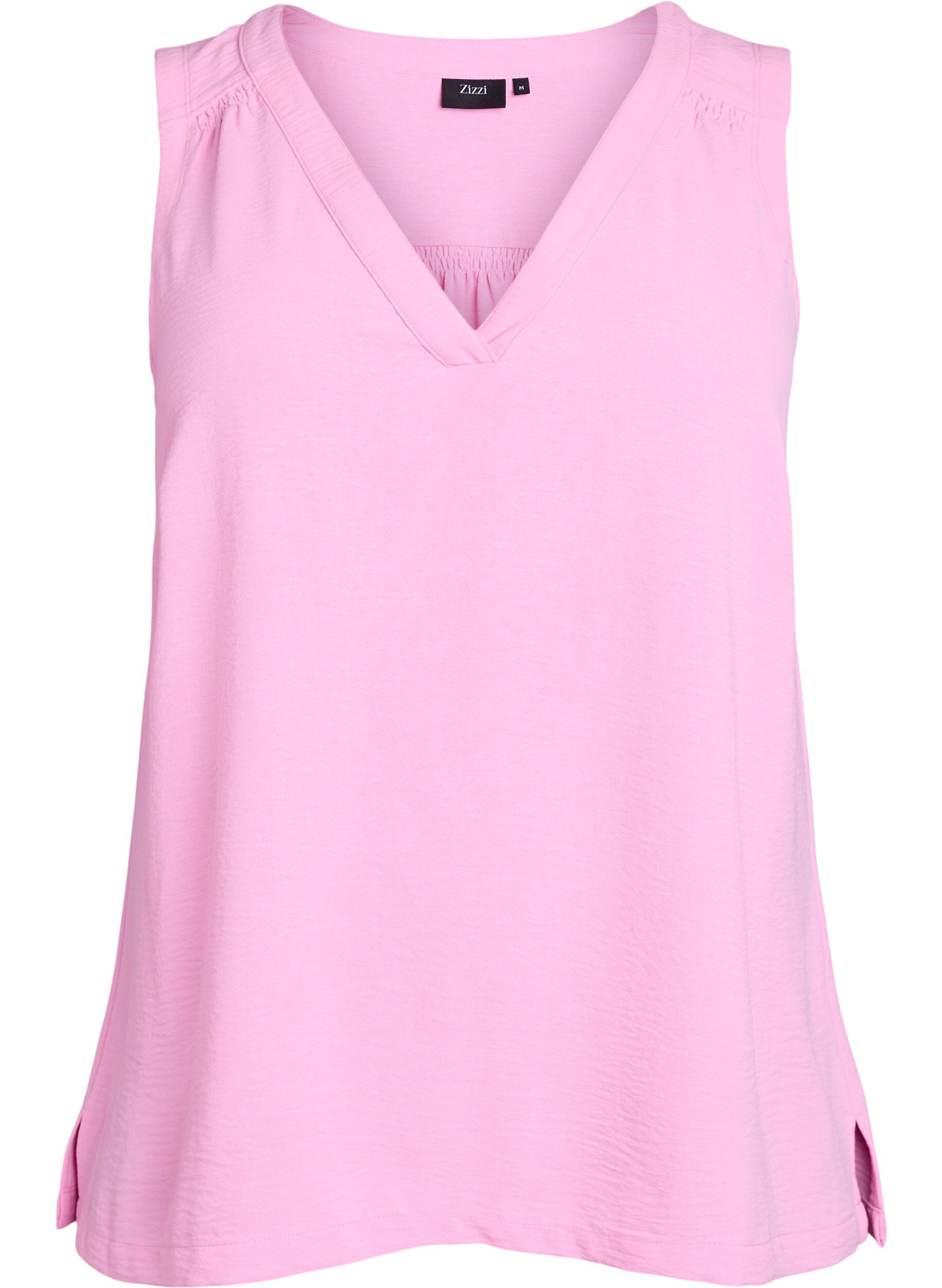 Zizzi&Auml;rml&ouml;s topp med rynkdetaljer, Rosa, Packshot image number 0