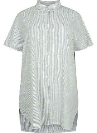 Lång skjorta med korta ärmar, Black Forest Stripe, Packshot image number 0