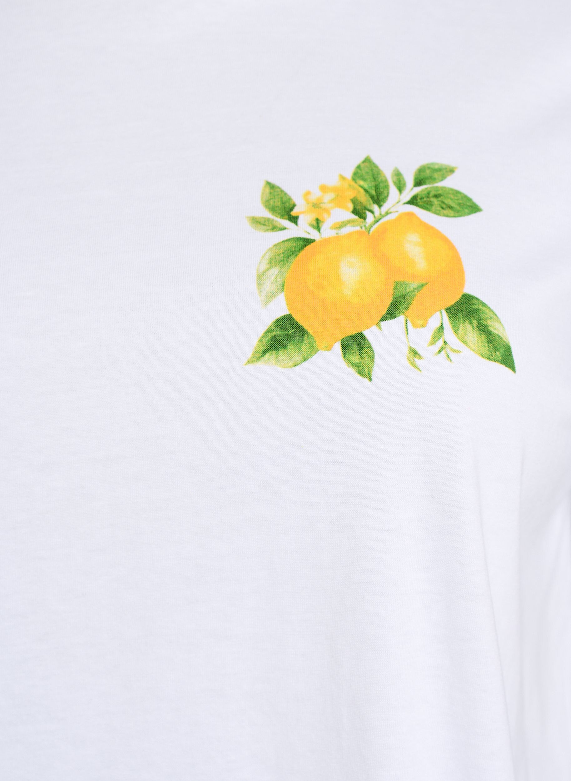 ZizziT-shirt i ekologisk bomull med citrustryck, Vit, Packshot image number 2