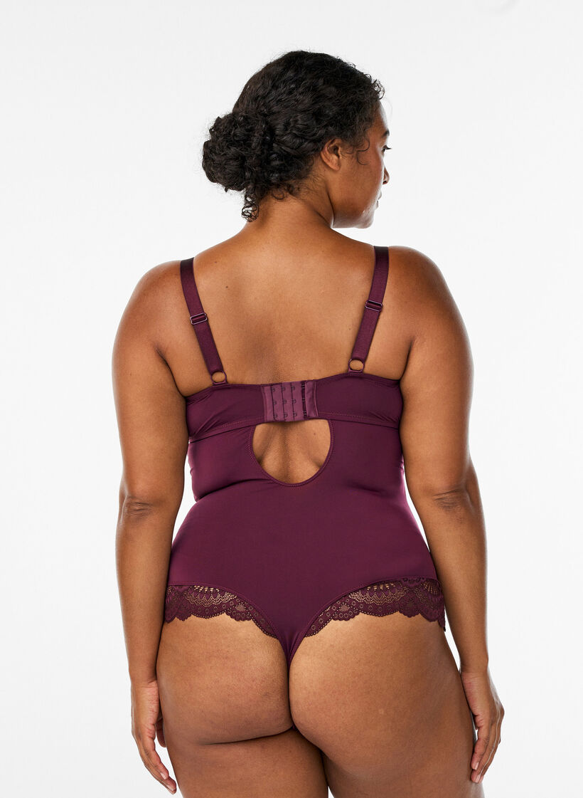 Body i spets med bygel och banddetaljer, R&ouml;d, Model image number 1
