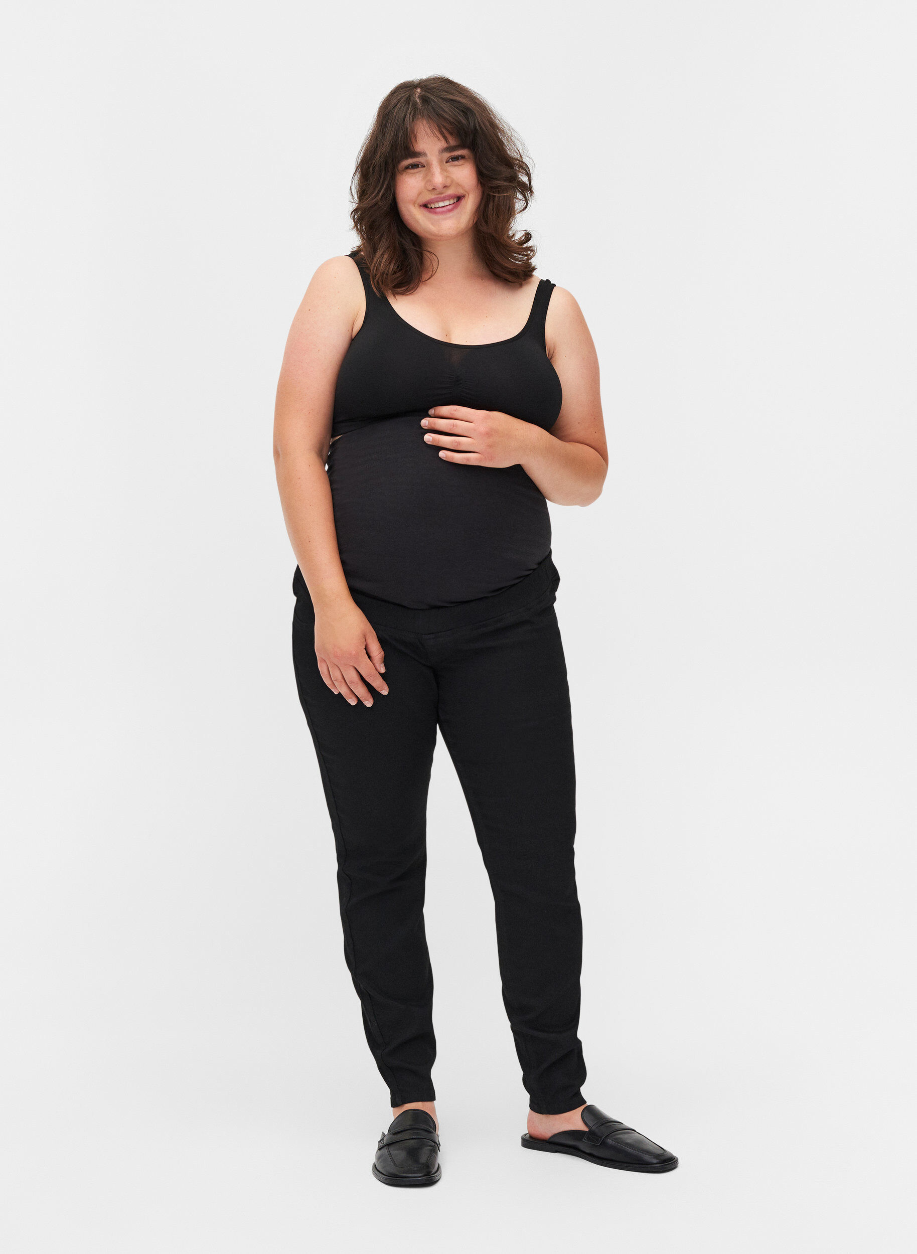 Zizzi Gravidjeggings med bakfickor, Black, Model image number 3