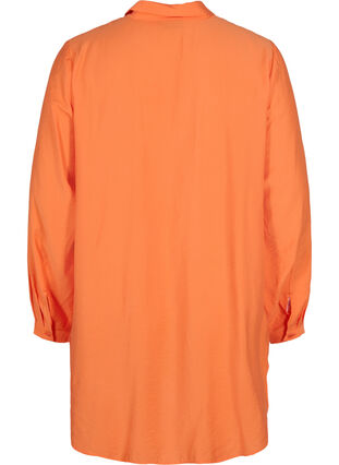 Lång skjorta i viskos, Celosia Orange, Packshot image number 1