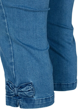 Trekvartsbyxor i jeans med rosett, Blue denim, Packshot image number 3