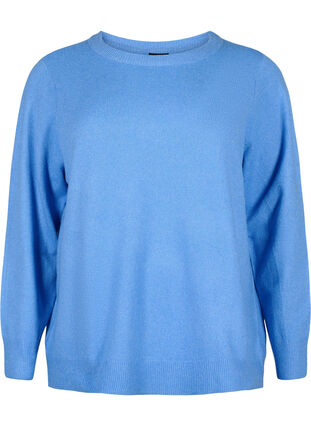 Långärmad tröja med rund hals	, Blue Bonnet Mel., Packshot image number 0
