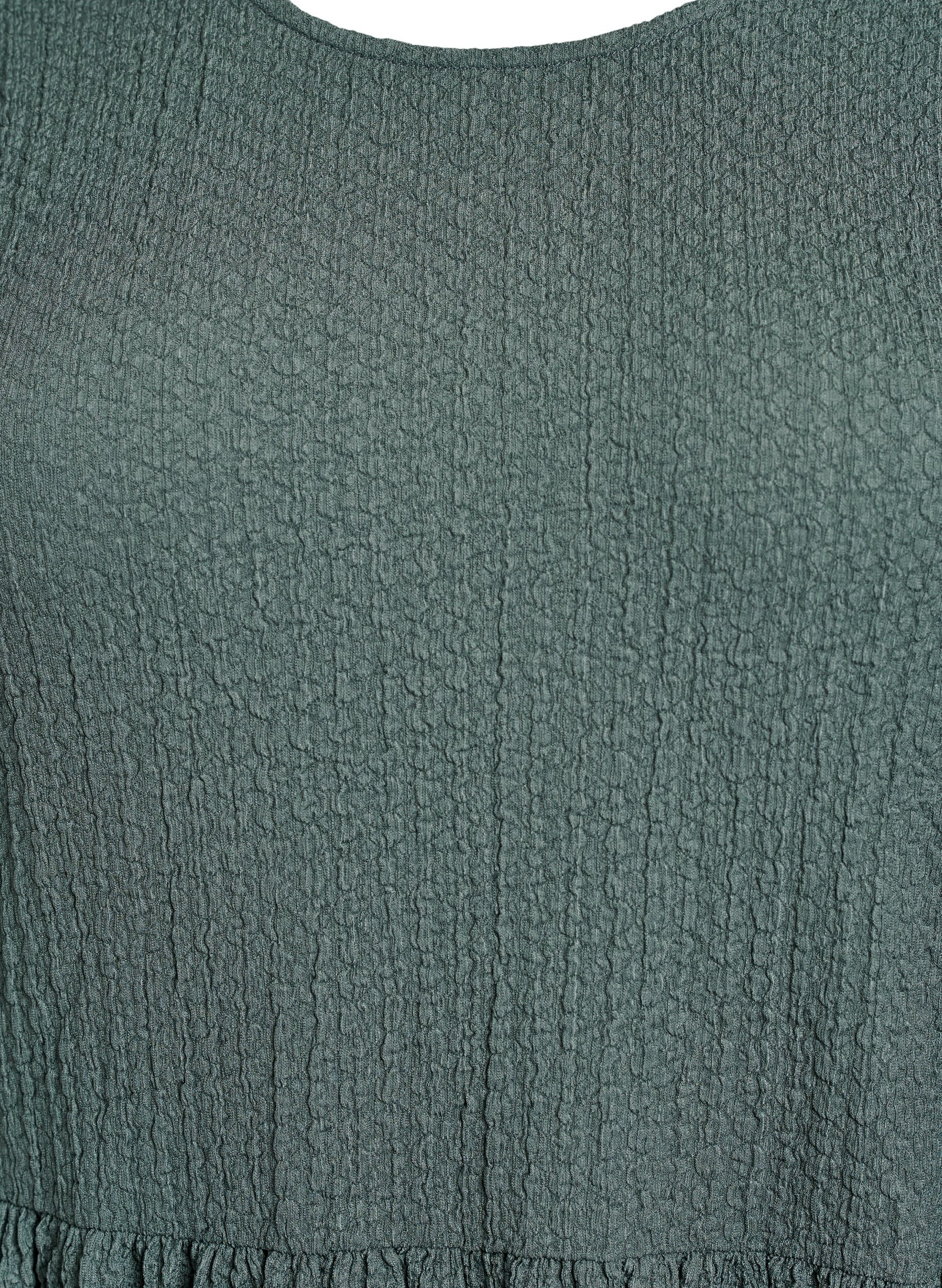 Zizzi FLASH - Kort kl&auml;nning med textur och 3/4-&auml;rm, Gr&ouml;n, Packshot image number 2