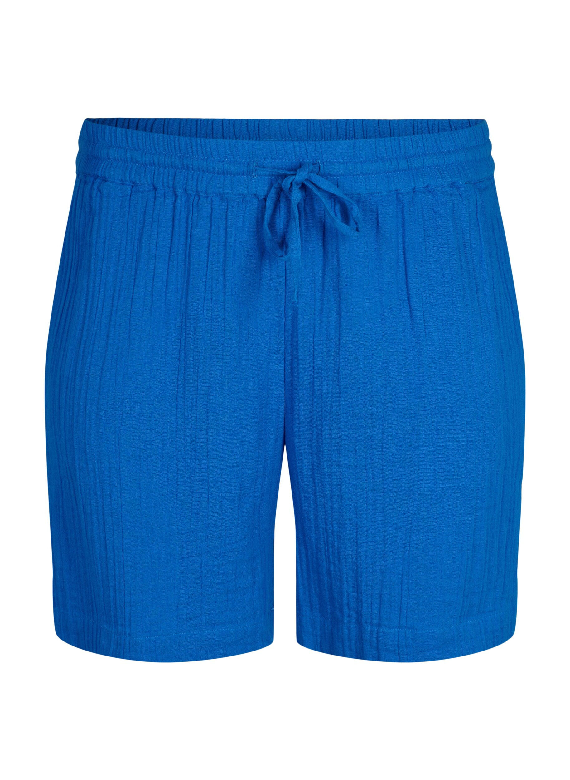 Zizzi Shorts i bomullsmuslin med fickor, Victoria blue, Packshot image number 0