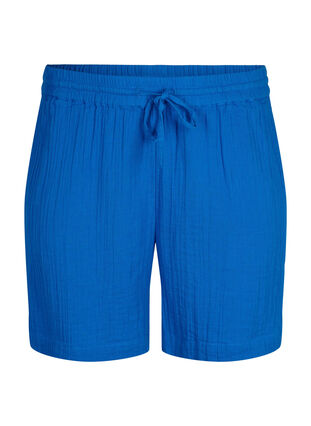 Shorts i bomullsmuslin med fickor, Victoria blue, Packshot image number 0