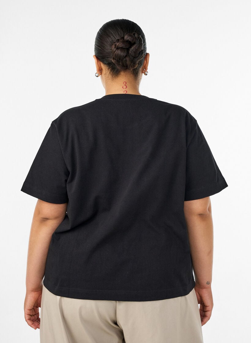 Boxig t-shirt i bomull, Svart, Model image number 2