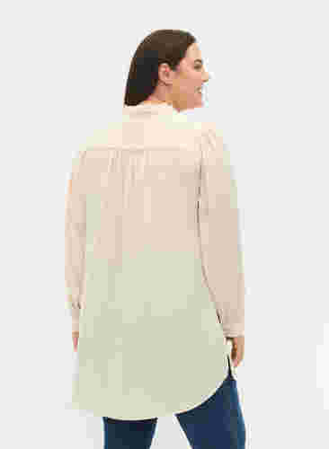 Långärmad tunika med volangkrage, Warm Off-white, Model image number 1