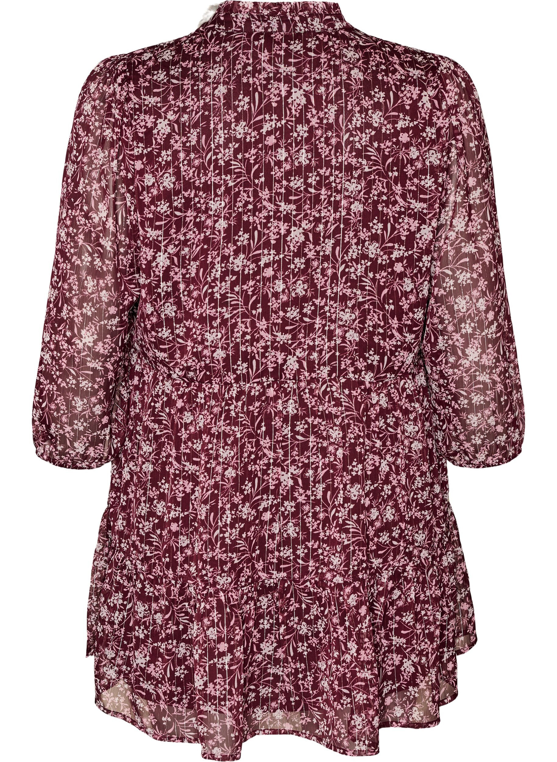 ZizziTunika med blomm&ouml;nster och glittertr&aring;dar, R&ouml;d, Packshot image number 1