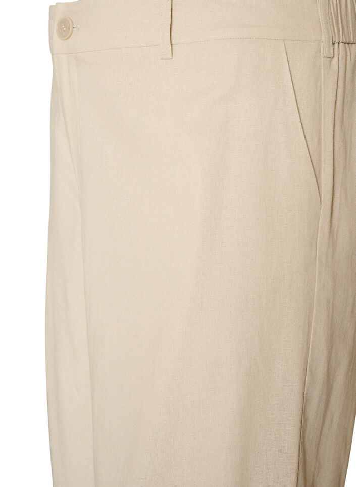 Bermudashorts med h&ouml;g midja i linne och viskos, Beige, Packshot image number 2