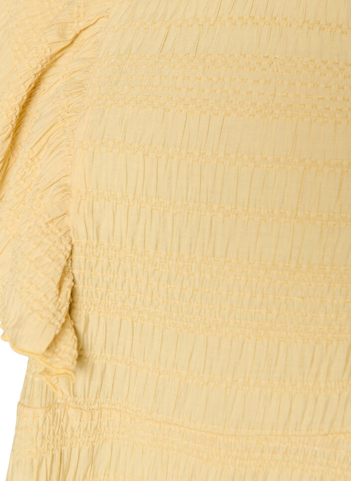 Blus med smock och volang&auml;rmar, Gul, Packshot image number 2