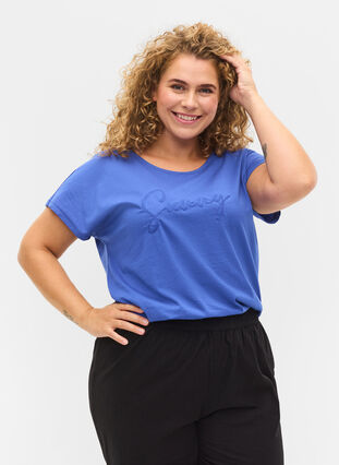 T-shirt i bomull med korta ärmar, Dazzling Blue SUNNY, Model image number 0