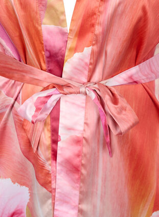Mönstrad morgonrock med korta ärmar, Orange Pink AOP, Packshot image number 2