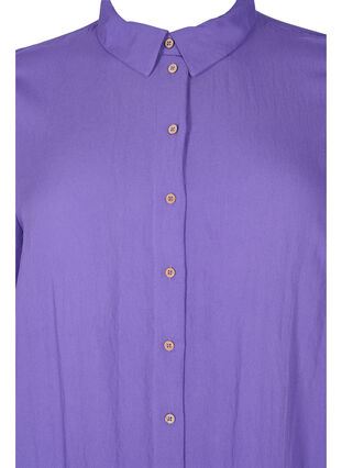 Lång enfärgad viskosskjorta med 3/4-ärmar, Passion Flower, Packshot image number 2