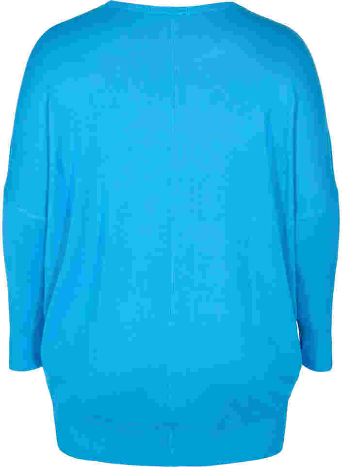 Stickad tunika i vskosblandning, Malibu Blue, Packshot image number 1