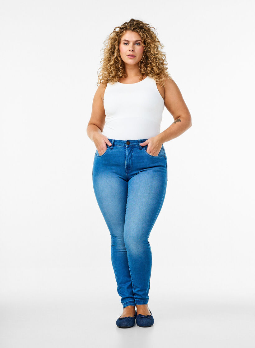 Super slim Amy jeans med h&ouml;g midja, Light blue, Model image number 0