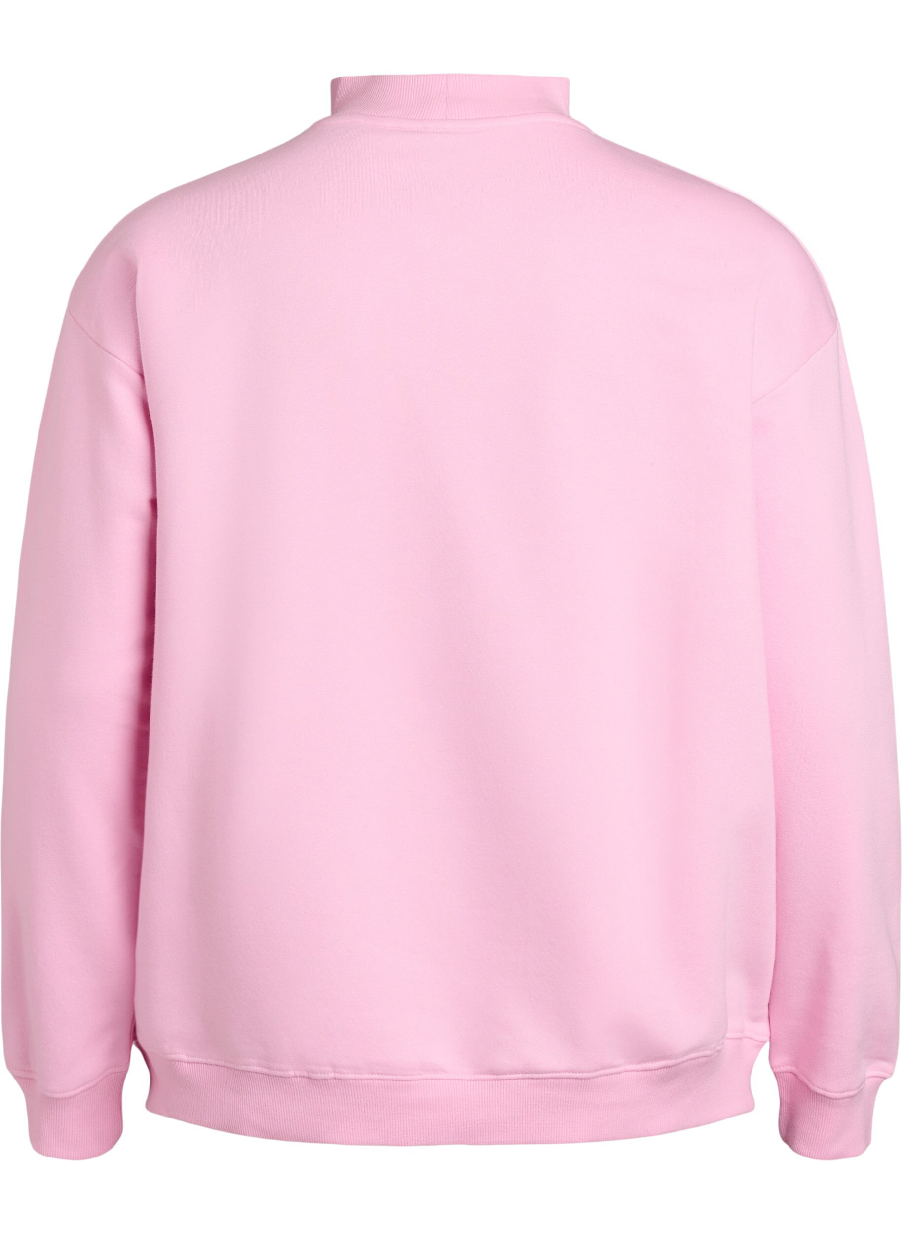Zizzi Sweatshirt med h&ouml;g krage och l&aring;nga &auml;rmar, Rosa, Packshot image number 1