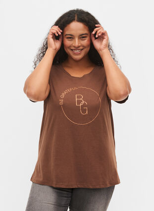 T-shirt med tryck, Chestnut BG, Model image number 0