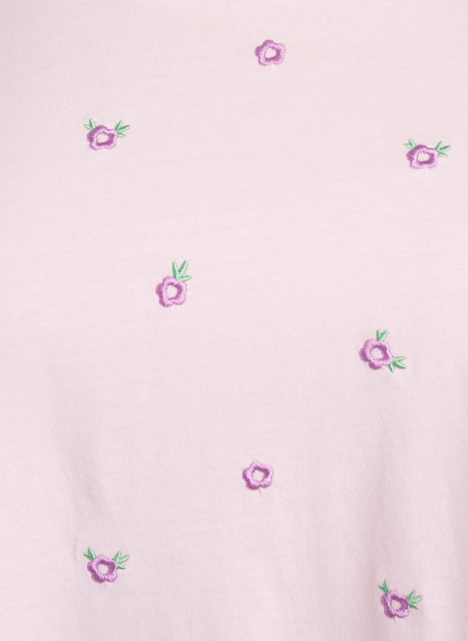 Zizzi T-shirt i ekologisk bomull med broderade motiv, Rosa, Packshot image number 2