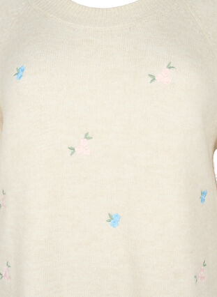 Stickad tröja med broderade blommor, Birch Comb, Packshot image number 2