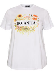T-shirt i ekologisk bomull med tryck framtill, Vit