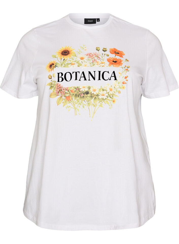 T-shirt i ekologisk bomull med tryck framtill, Vit, Packshot image number 0