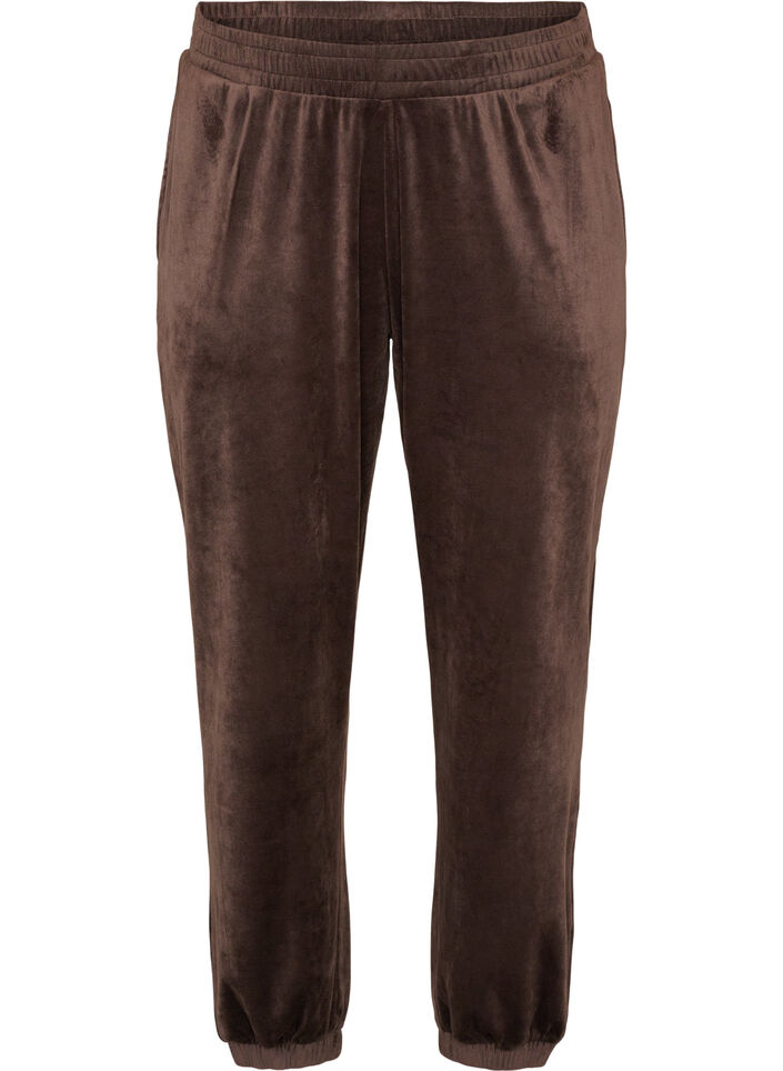 L&ouml;sa byxor i velour, Brun, Packshot image number 0