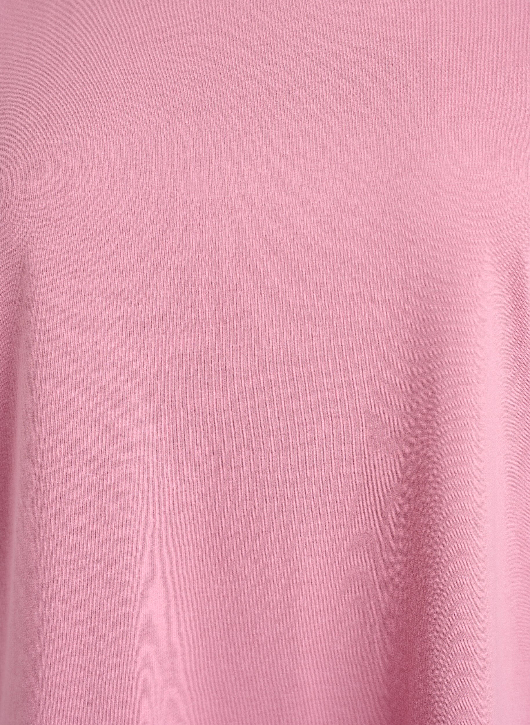 Zizzi Kort&auml;rmad t-shirt i bomullsmix, Rosa, Packshot image number 2