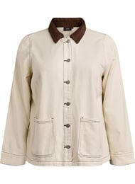 F&auml;rgad jeansjacka med kontrastkrage, Vanilla