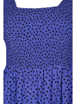 Prickig viskosklänning med smock, R.Blue w. Black Dot, Packshot image number 2