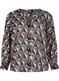 Skjorta med v-ringning och mönster, Graphic Pink