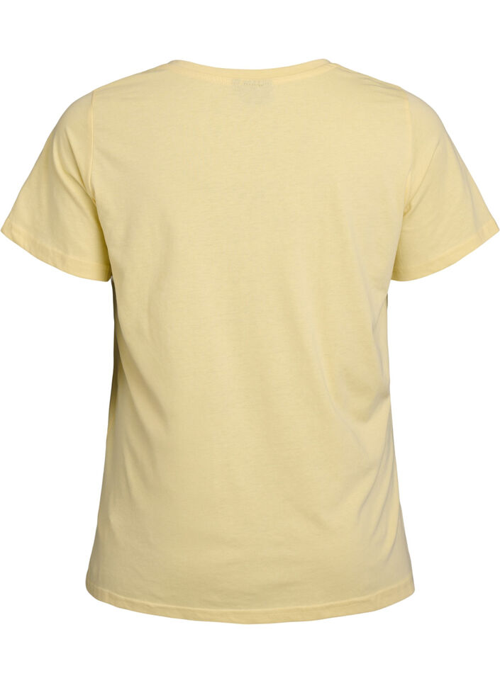 Kort&auml;rmad t-shirt med v-hals, Gul, Packshot image number 1